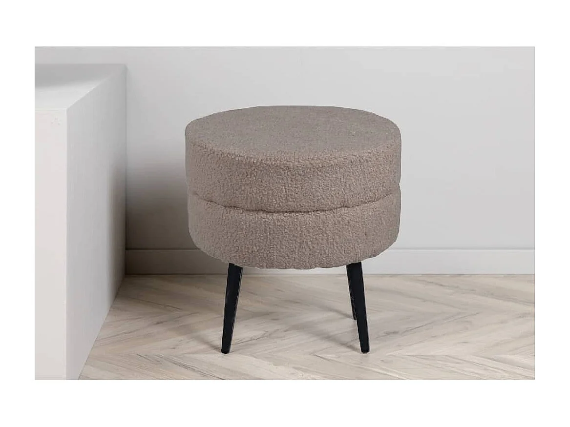Poef Pot 40x40x40 cm teddystof zwart en beige
