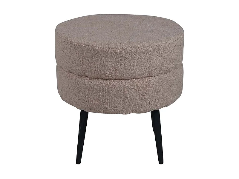 Poef Pot 40x40x40 cm teddystof zwart en beige
