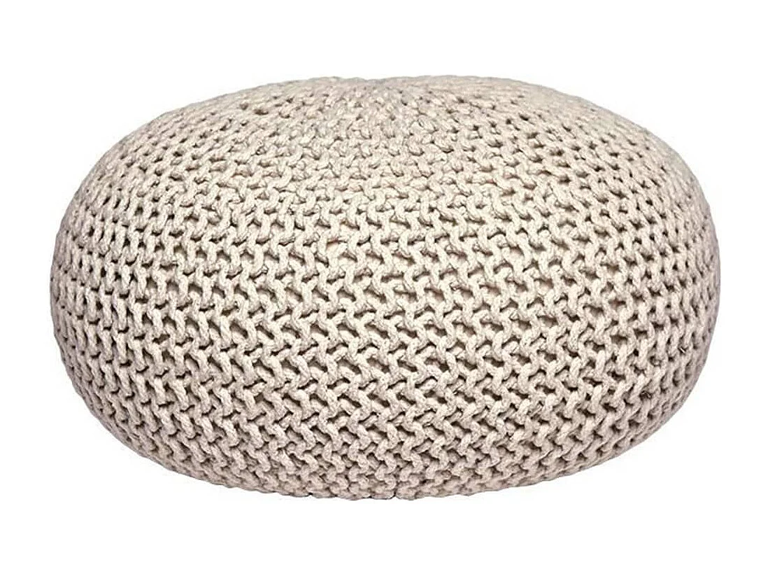 Poef Knitted - Naturel - Katoen - L