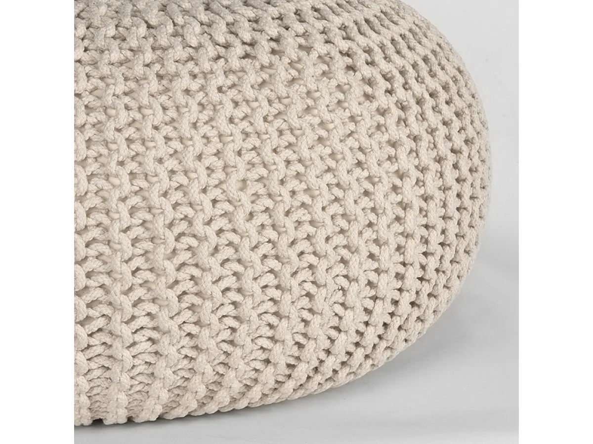 Poef Knitted - Naturel - Katoen - L