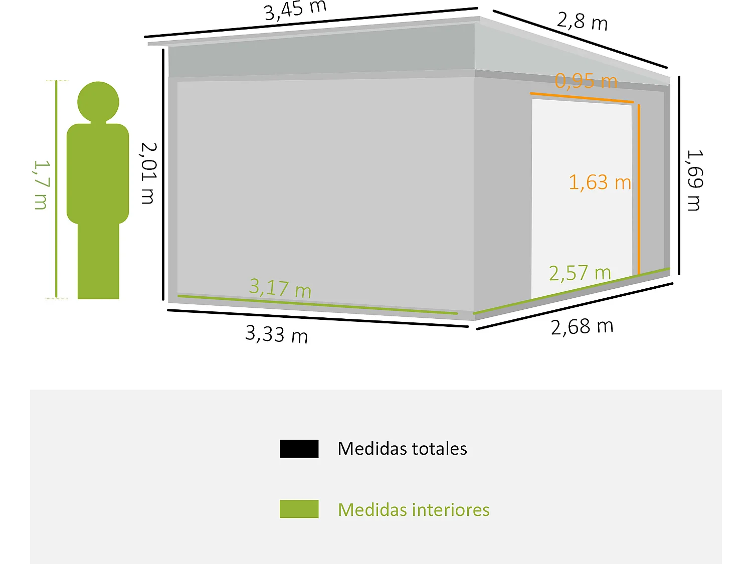 Cobertizo de jardín gris 280x345x201 cm Outsunny