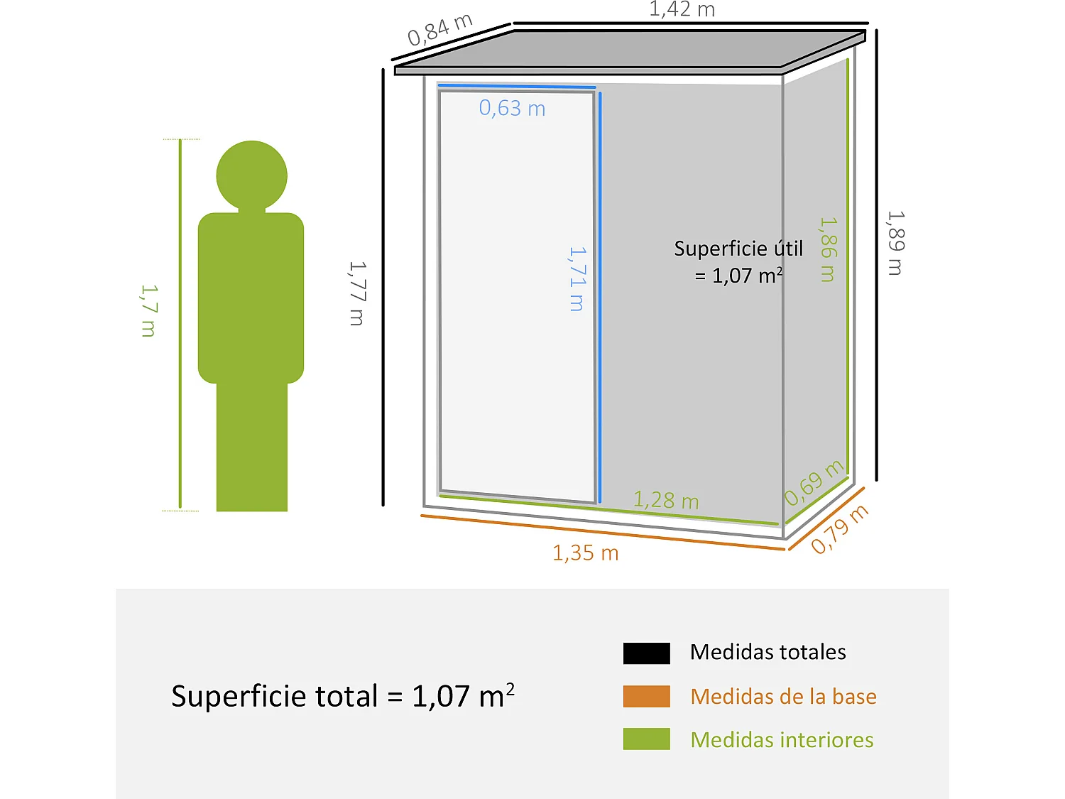 Caseta de jardín verde 142x84x189 cm Outsunny