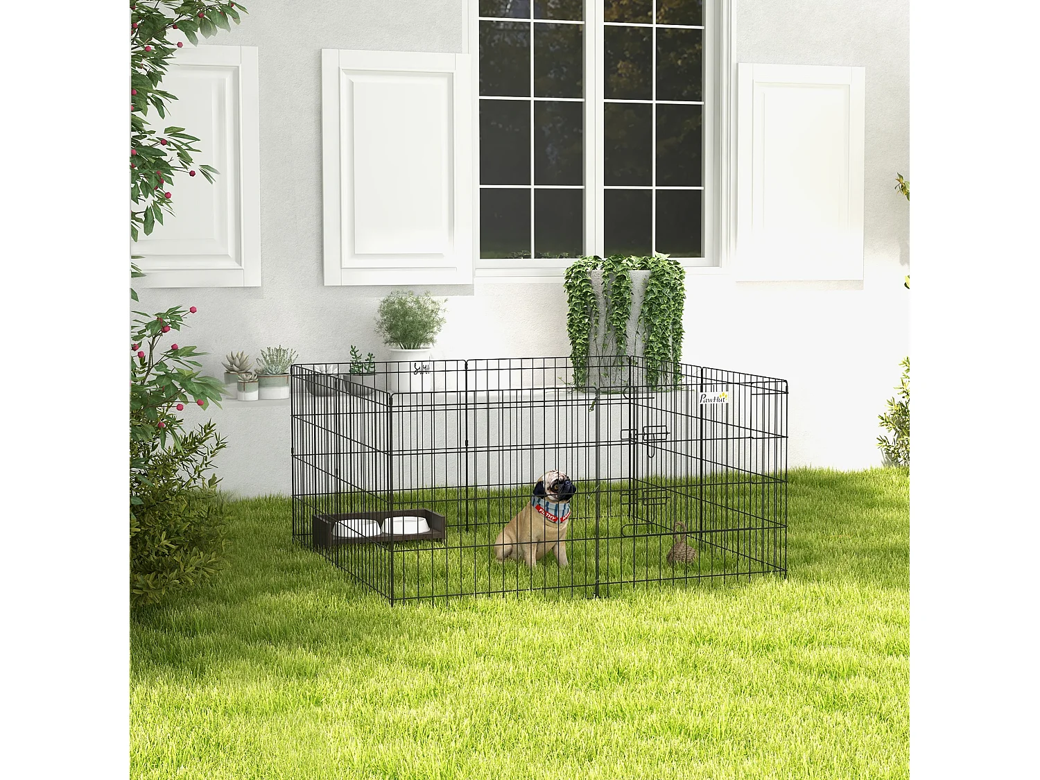Parque para perros negro 61x61 cm PawHut