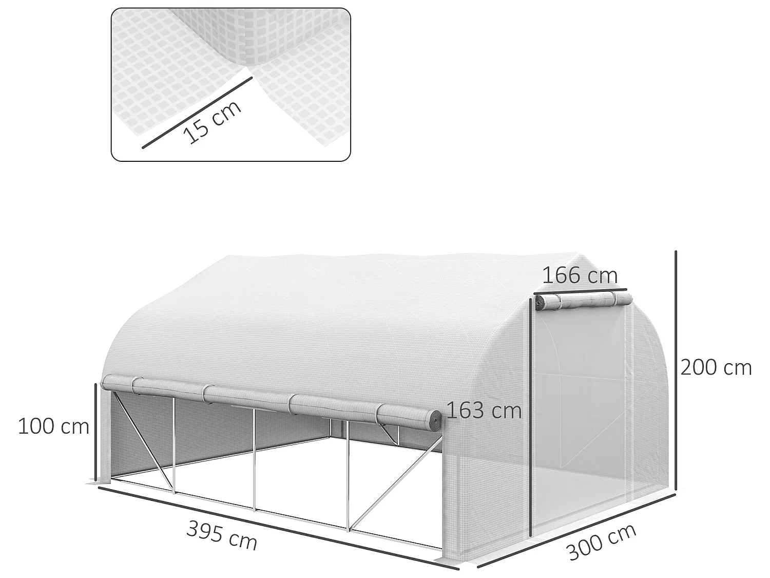 Invernadero de túnel blanco 395x300x200 cm Outsunny