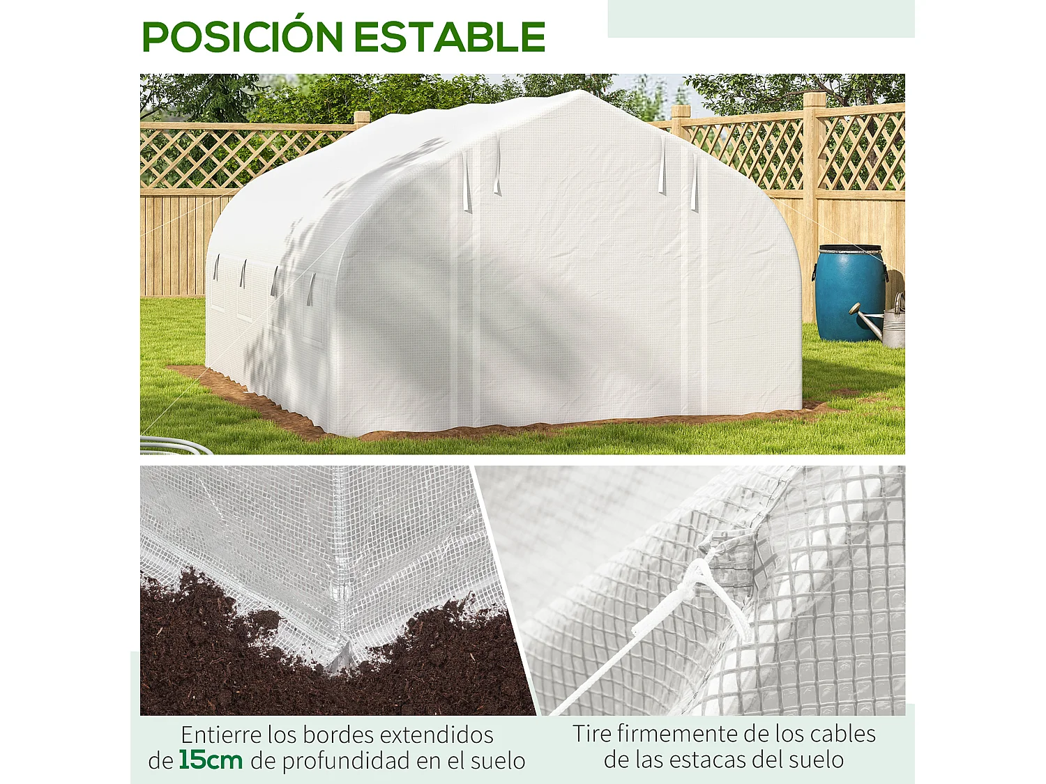 Invernadero de túnel blanco 395x300x200 cm Outsunny