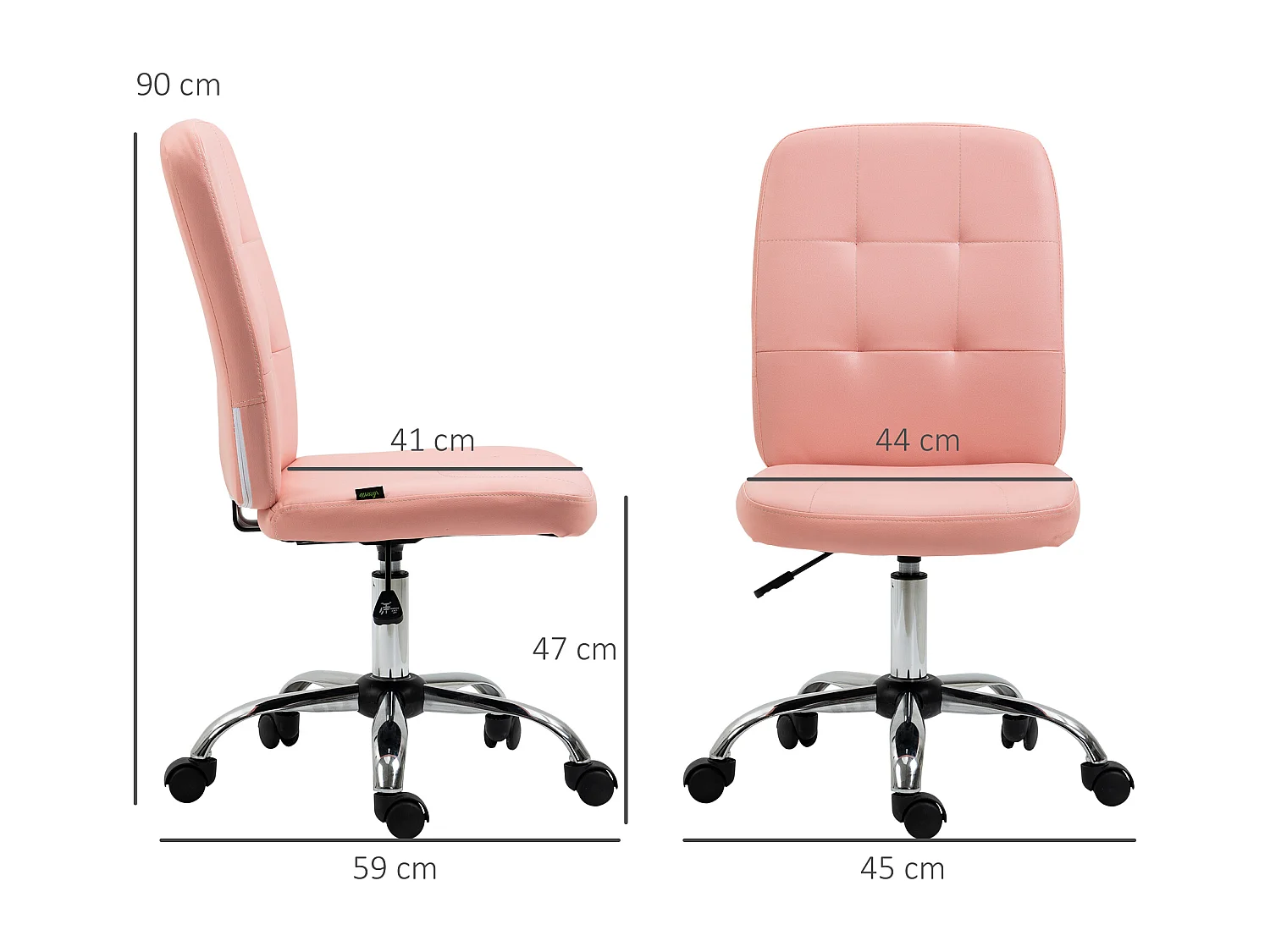 Silla de oficina rosa 45x59x100 cm Vinsetto