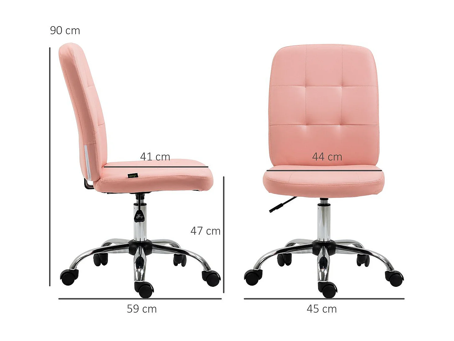 Silla de oficina rosa 45x59x100 cm Vinsetto