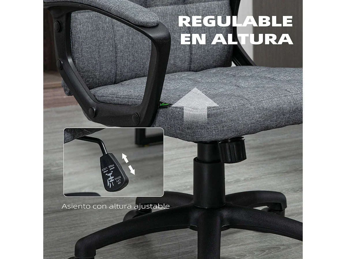 Silla de oficina gris oscuro 59x63x105.5 cm Vinsetto