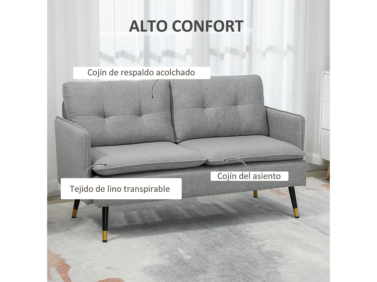 Sofá doble gris 139x68x80 cm HOMCOM