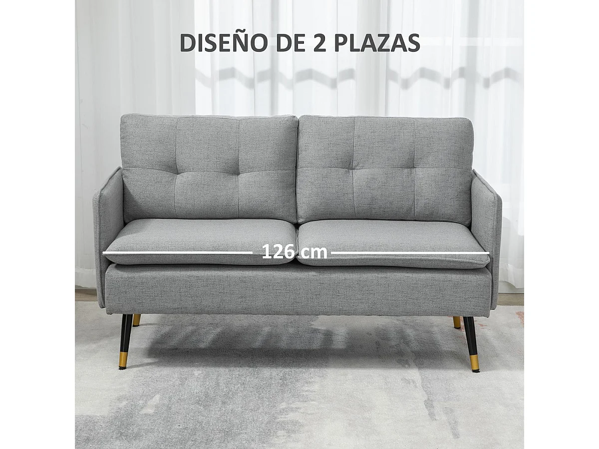 Sofá doble gris 139x68x80 cm HOMCOM