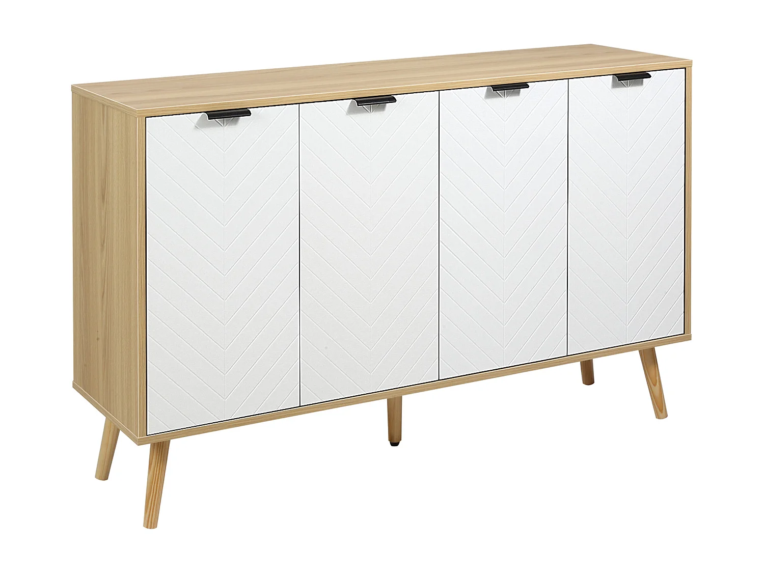 Aparador de cocina blanco y natural 120x35x77.4 cm HOMCOM