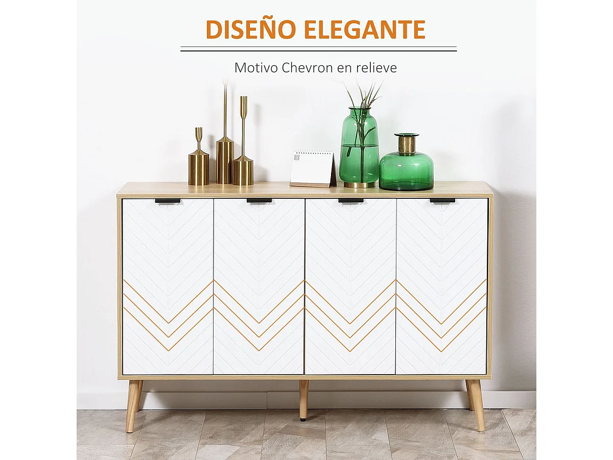 Aparador de cocina blanco y natural 120x35x77.4 cm HOMCOM