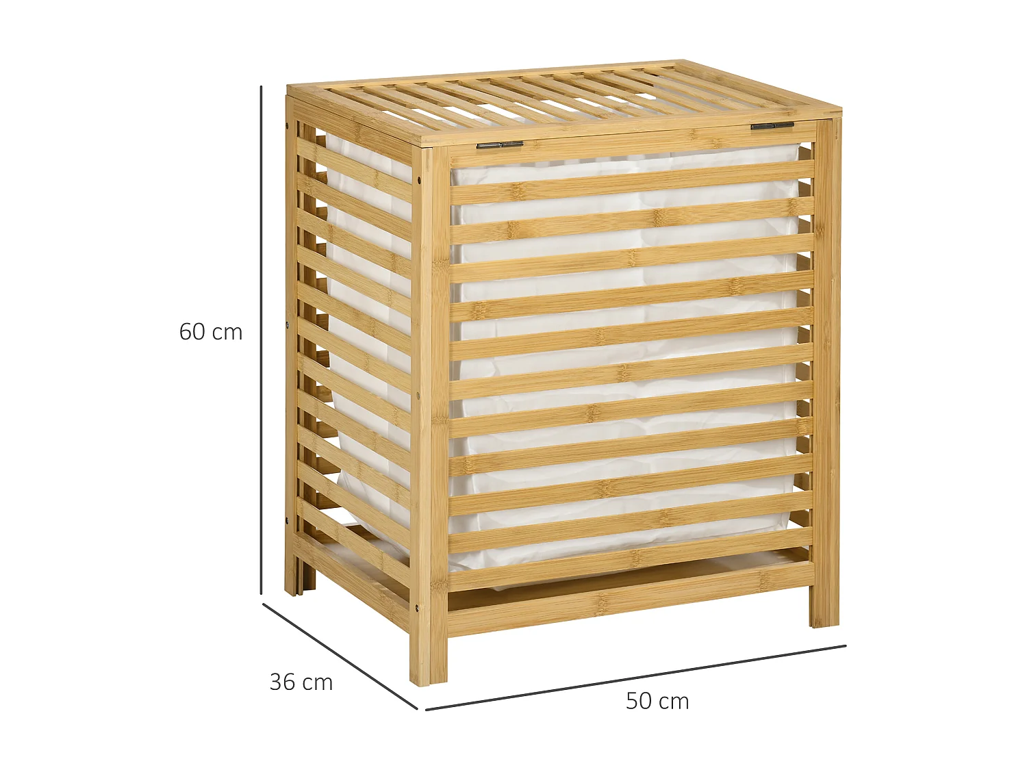 Cesto para ropa madera natural 50x36x60 cm HOMCOM
