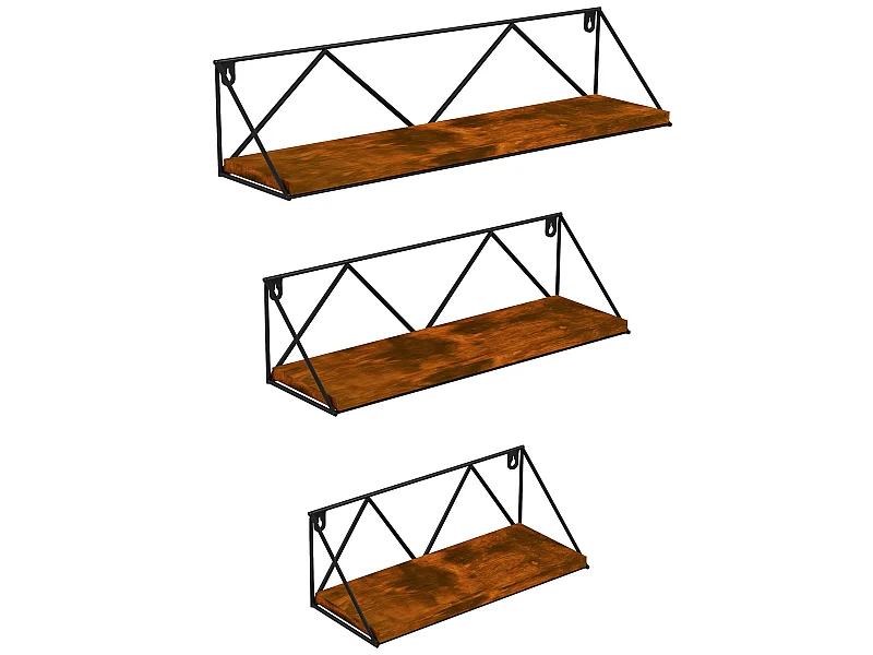 Estantes flotantes marrón rústico y negro 50x12x12 cm HOMCOM