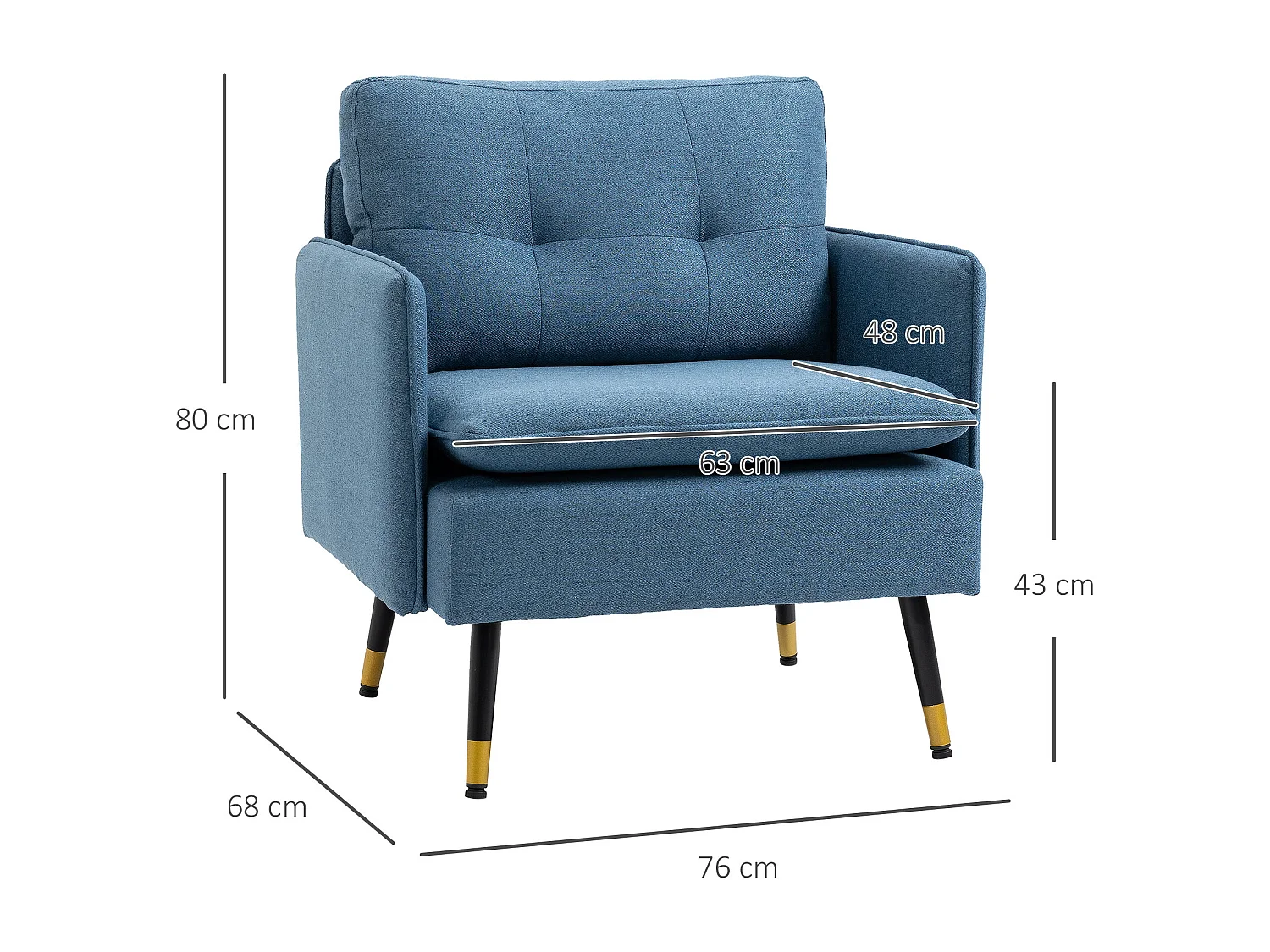 Butaca de salón azul 76x68x80 cm HOMCOM