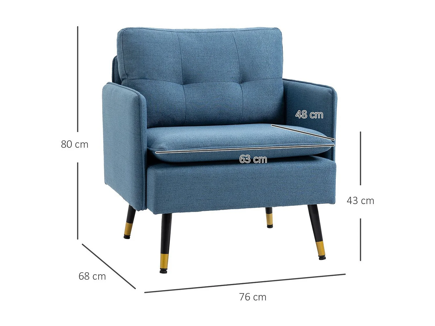 Butaca de salón azul 76x68x80 cm HOMCOM