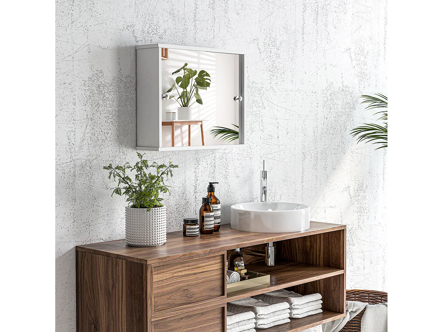 Armario con espejo blanco 55x15x45 cm kleankin