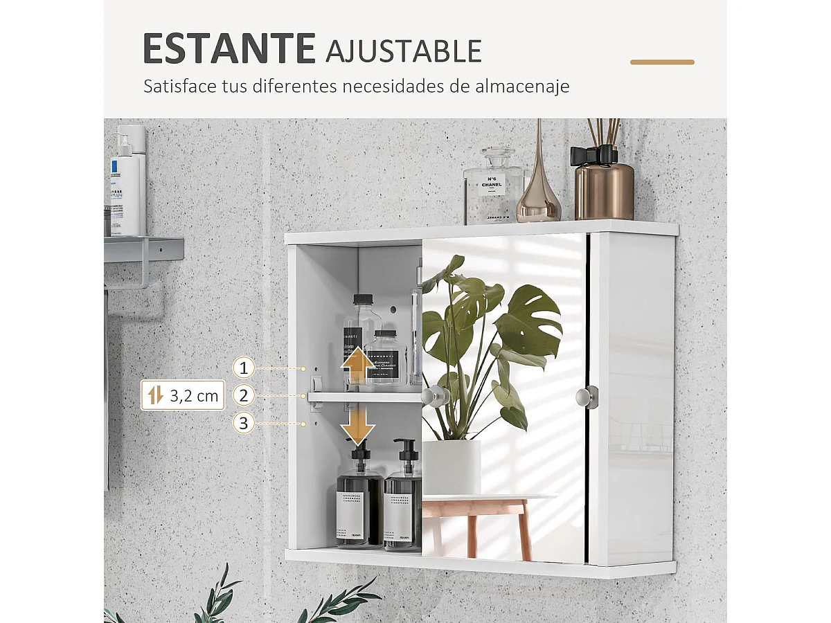 Armario con espejo blanco 55x15x45 cm kleankin