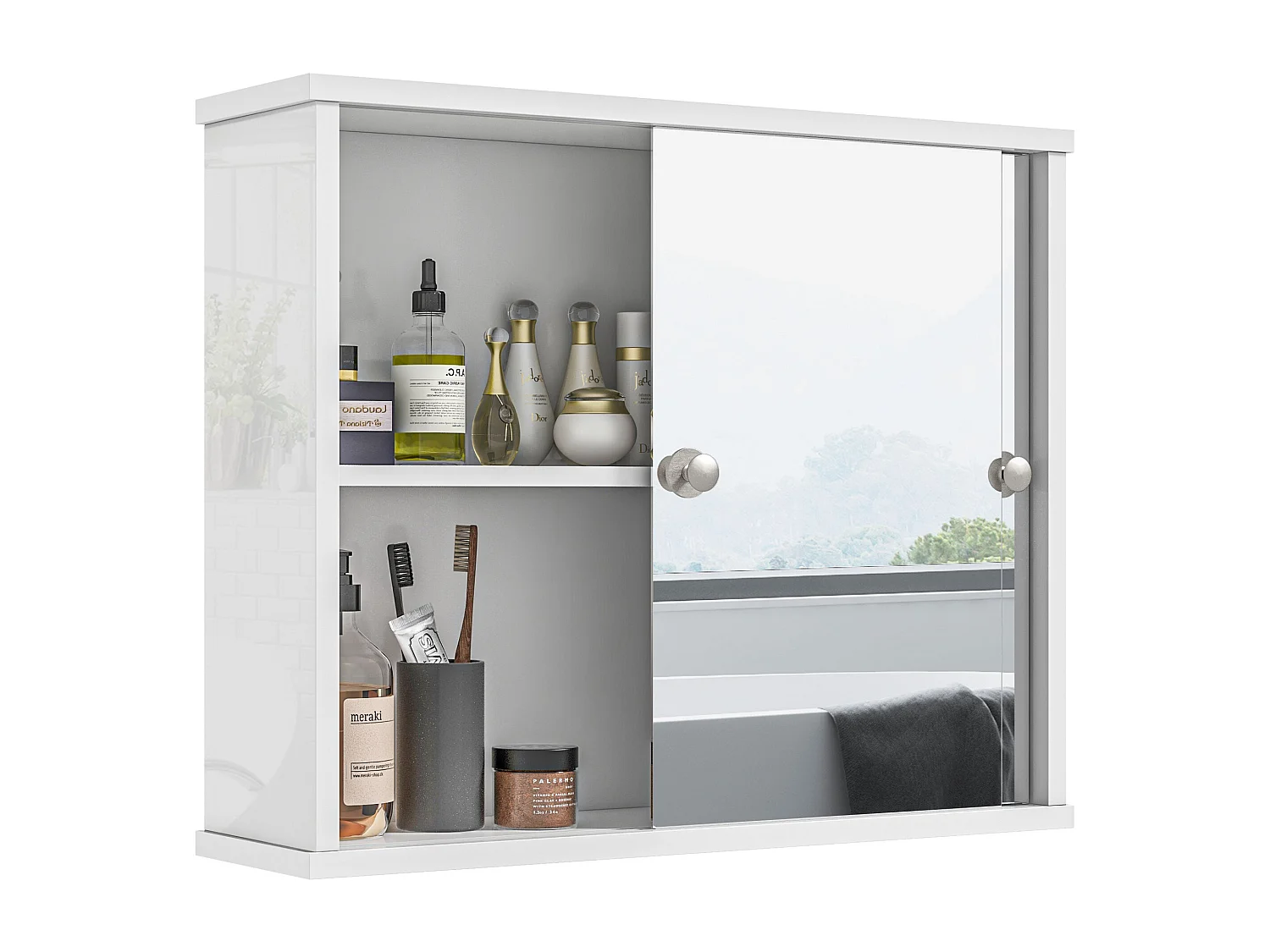 Armario con espejo blanco 55x15x45 cm kleankin