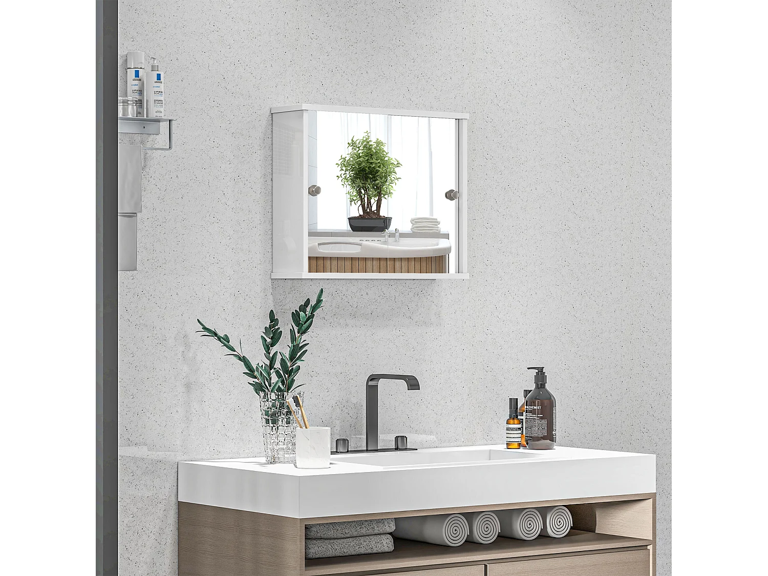 Armario con espejo blanco 55x15x45 cm kleankin