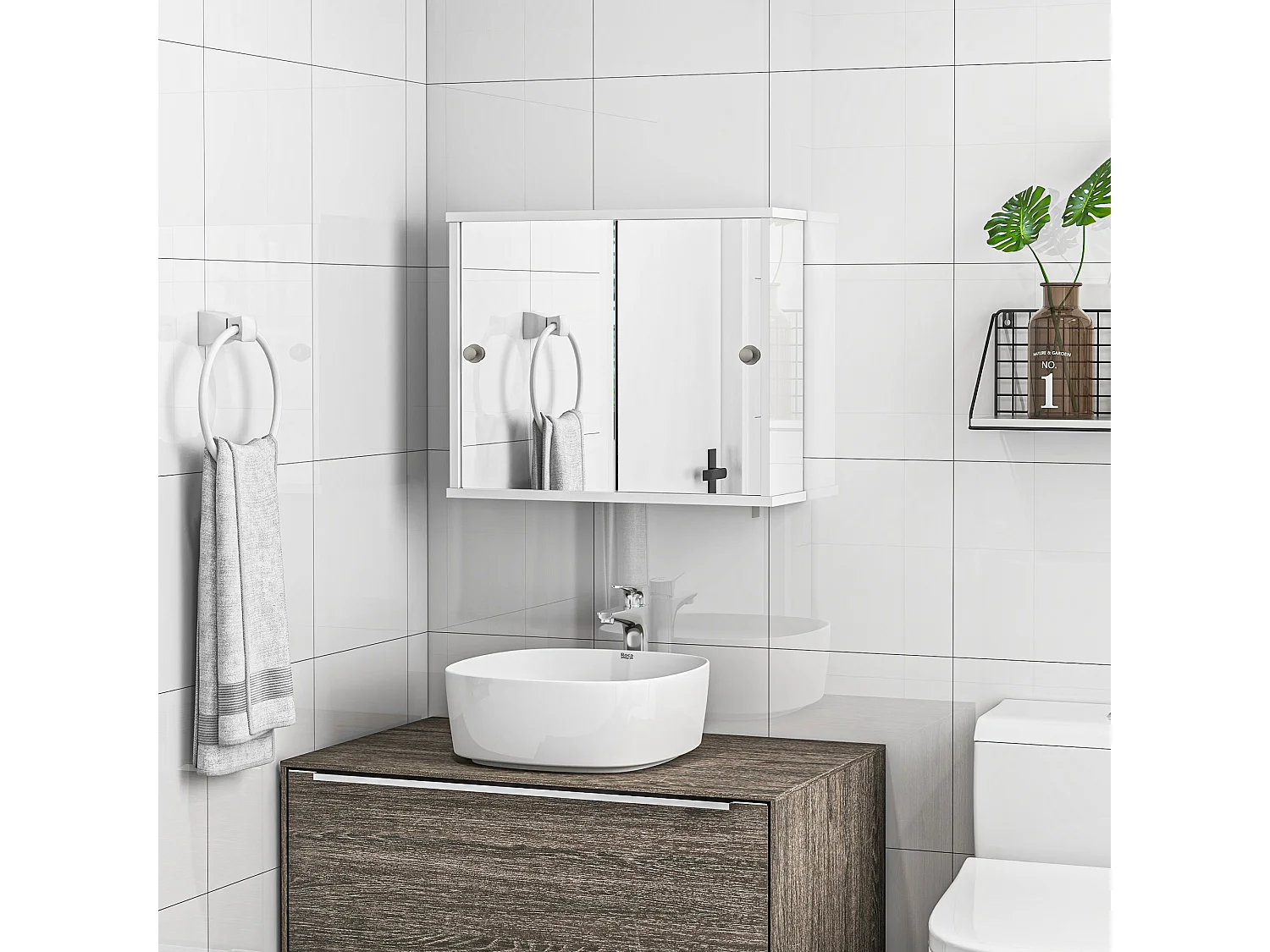 Armario con espejo blanco 55x15x45 cm kleankin