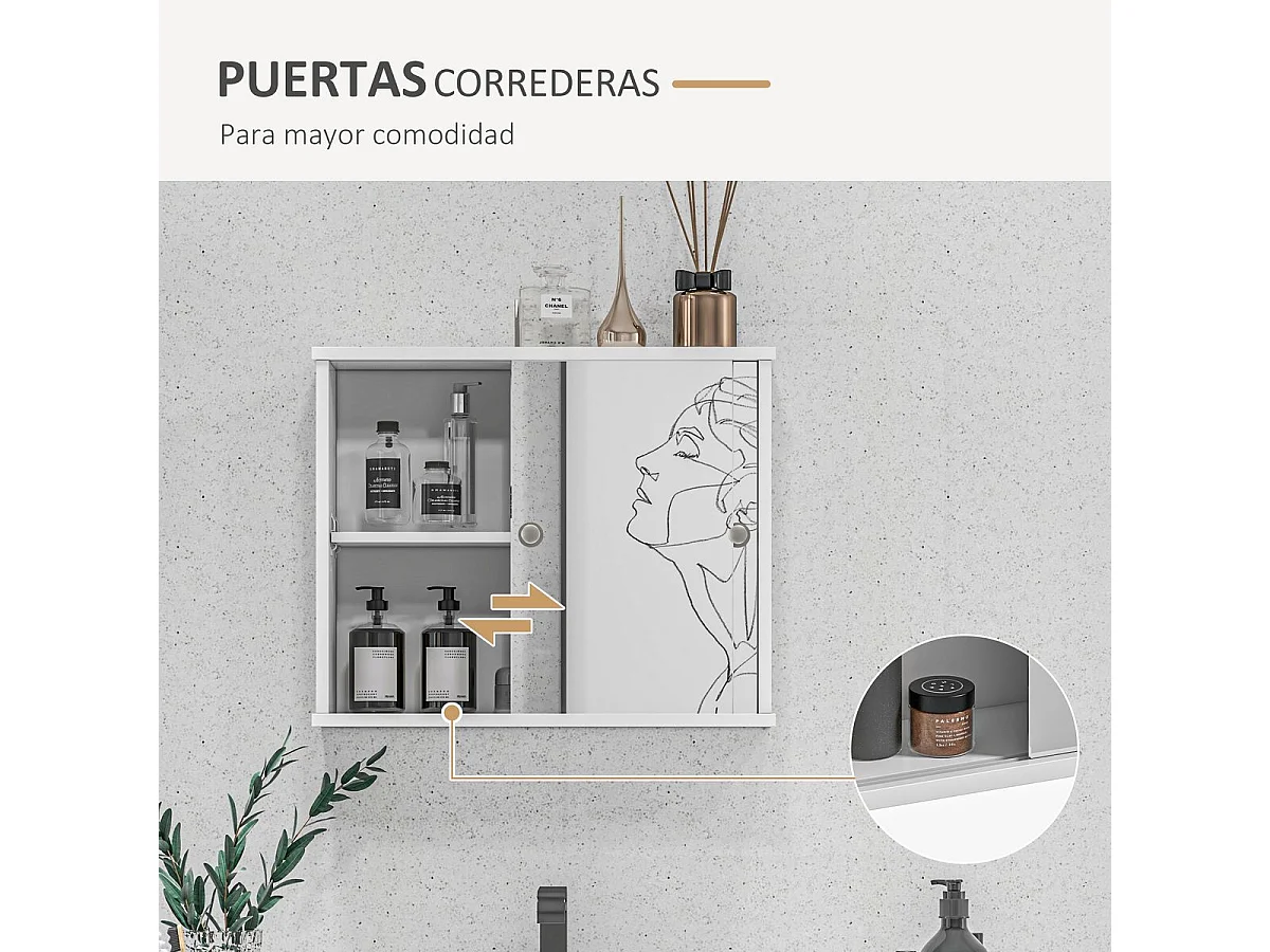 Armario con espejo blanco 55x15x45 cm kleankin