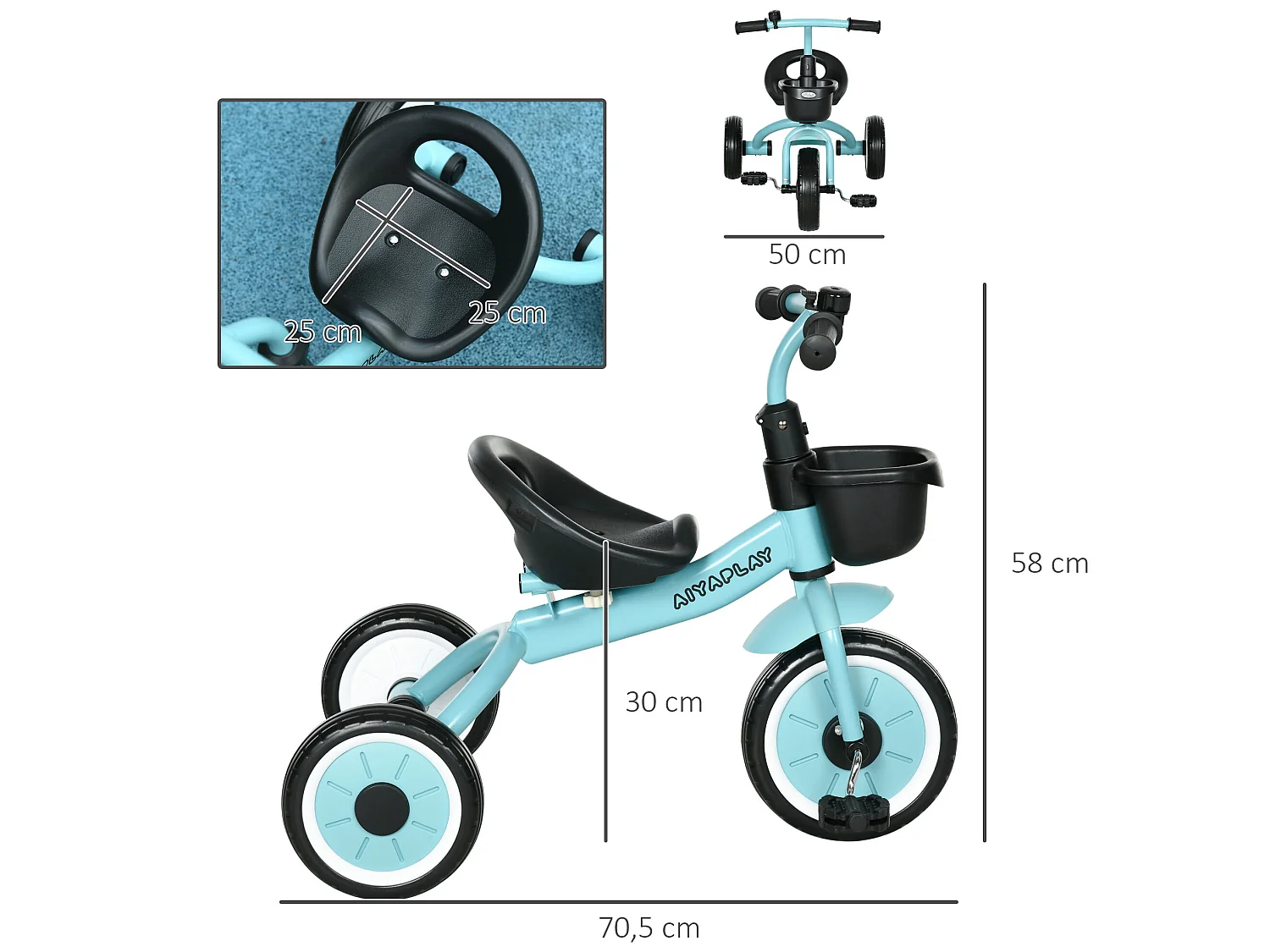 Triciclo para niños azul 70.5x50x58 cm AIYAPLAY