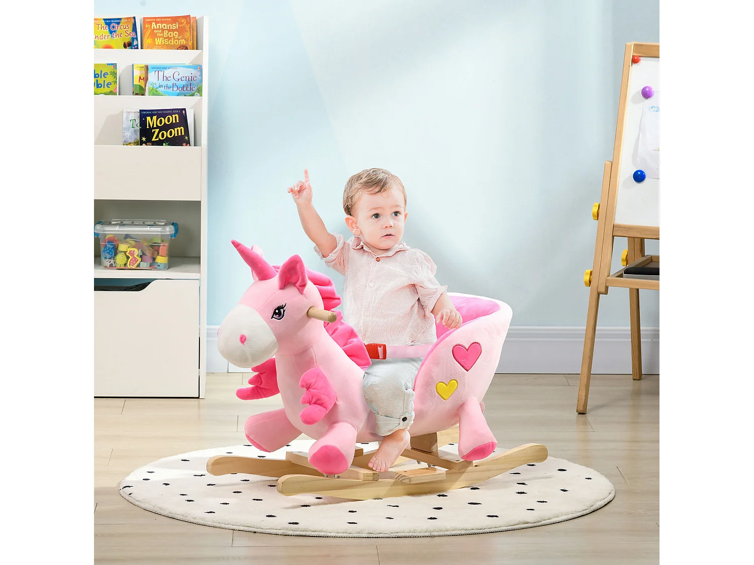 Caballito balancín rosa 65x35x45 cm HOMCOM