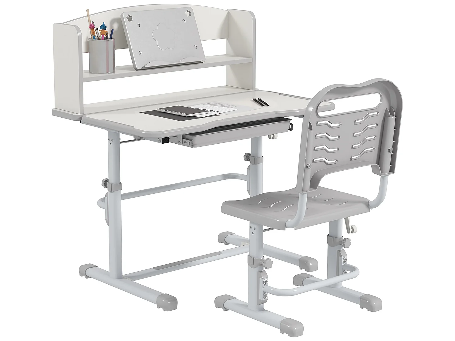 Pupitre infantil gris y blanco 80x54.5x104 cm ZONEKIZ