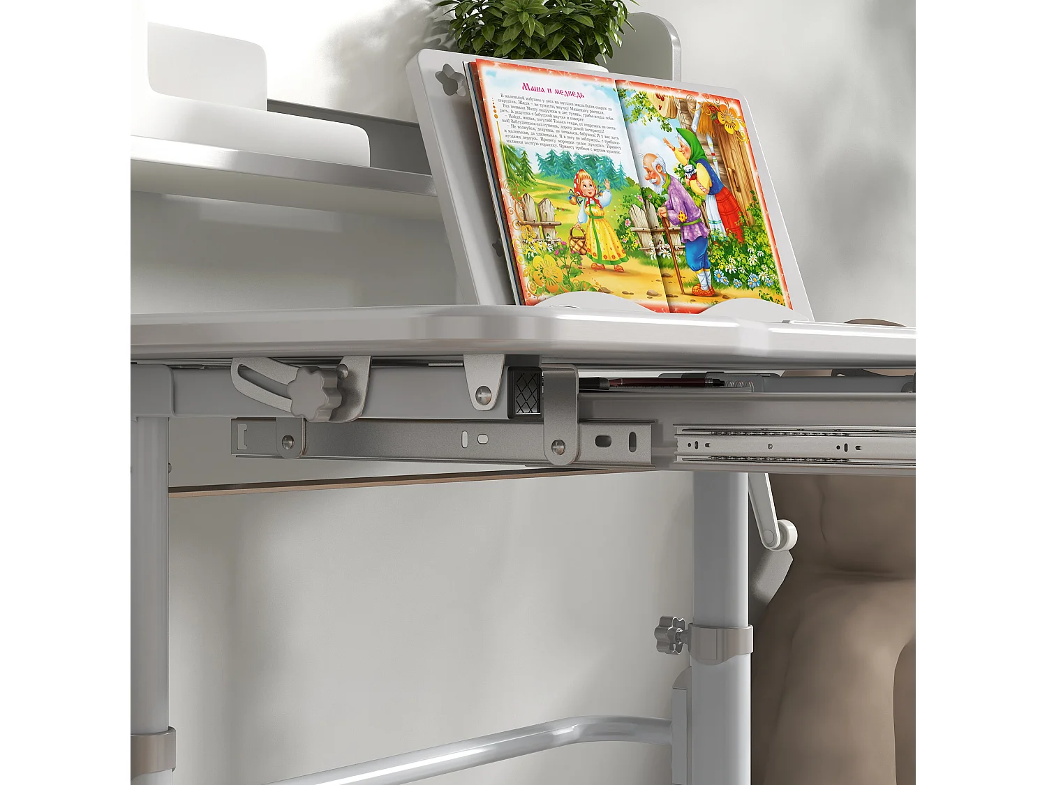 Pupitre infantil gris y blanco 80x54.5x104 cm ZONEKIZ