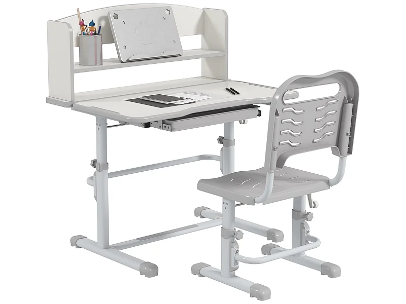 Pupitre infantil gris y blanco 80x54.5x104 cm ZONEKIZ