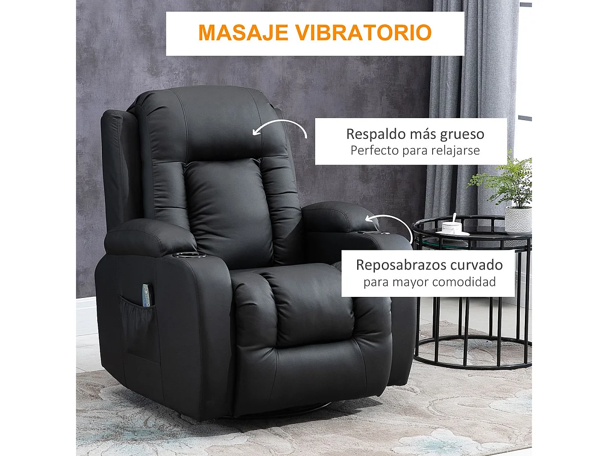 Sillón de masaje negro 85x94x104 cm HOMCOM