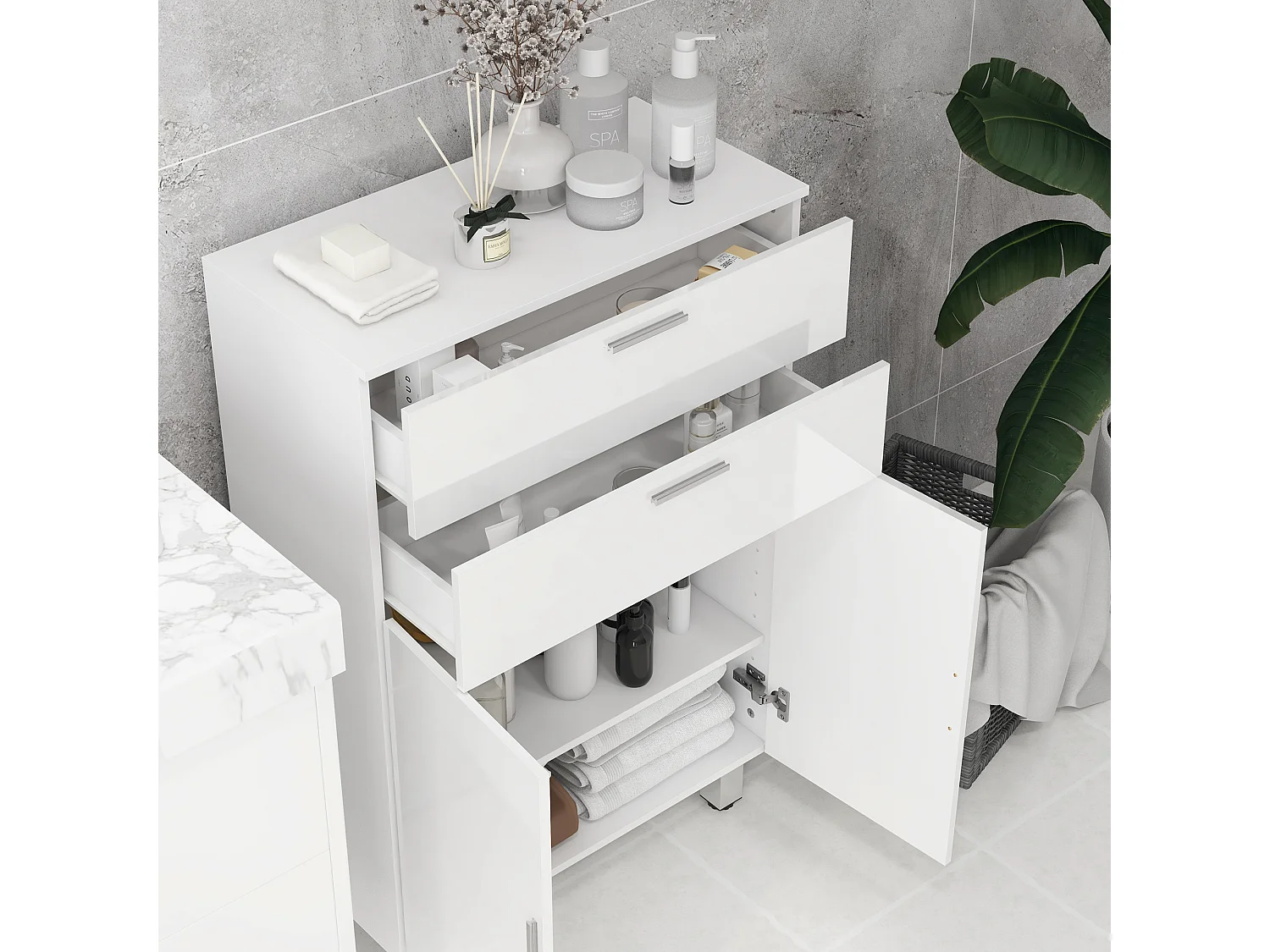 Mueble auxiliar baño blanco 60x30x93 cm kleankin