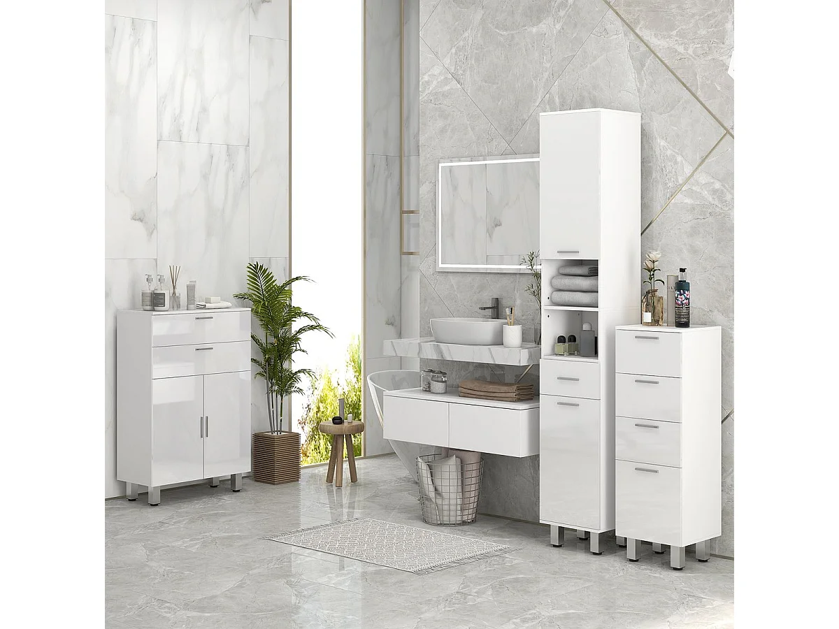 Mueble auxiliar baño blanco 60x30x93 cm kleankin