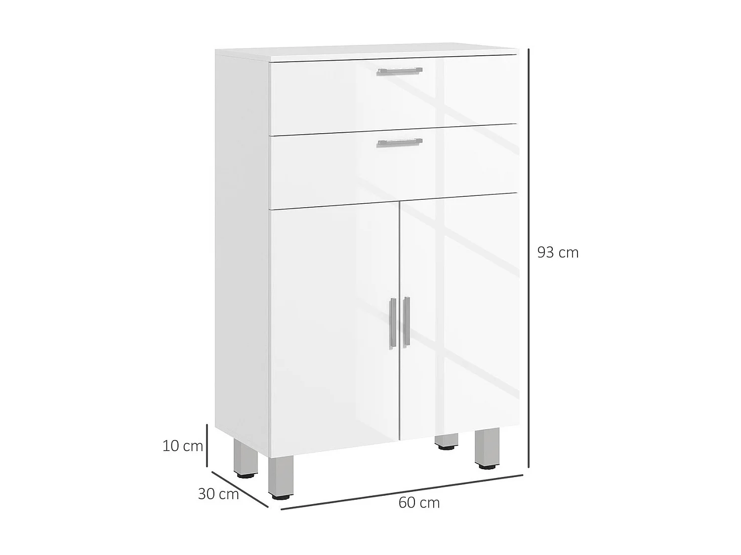 Mueble auxiliar baño blanco 60x30x93 cm kleankin