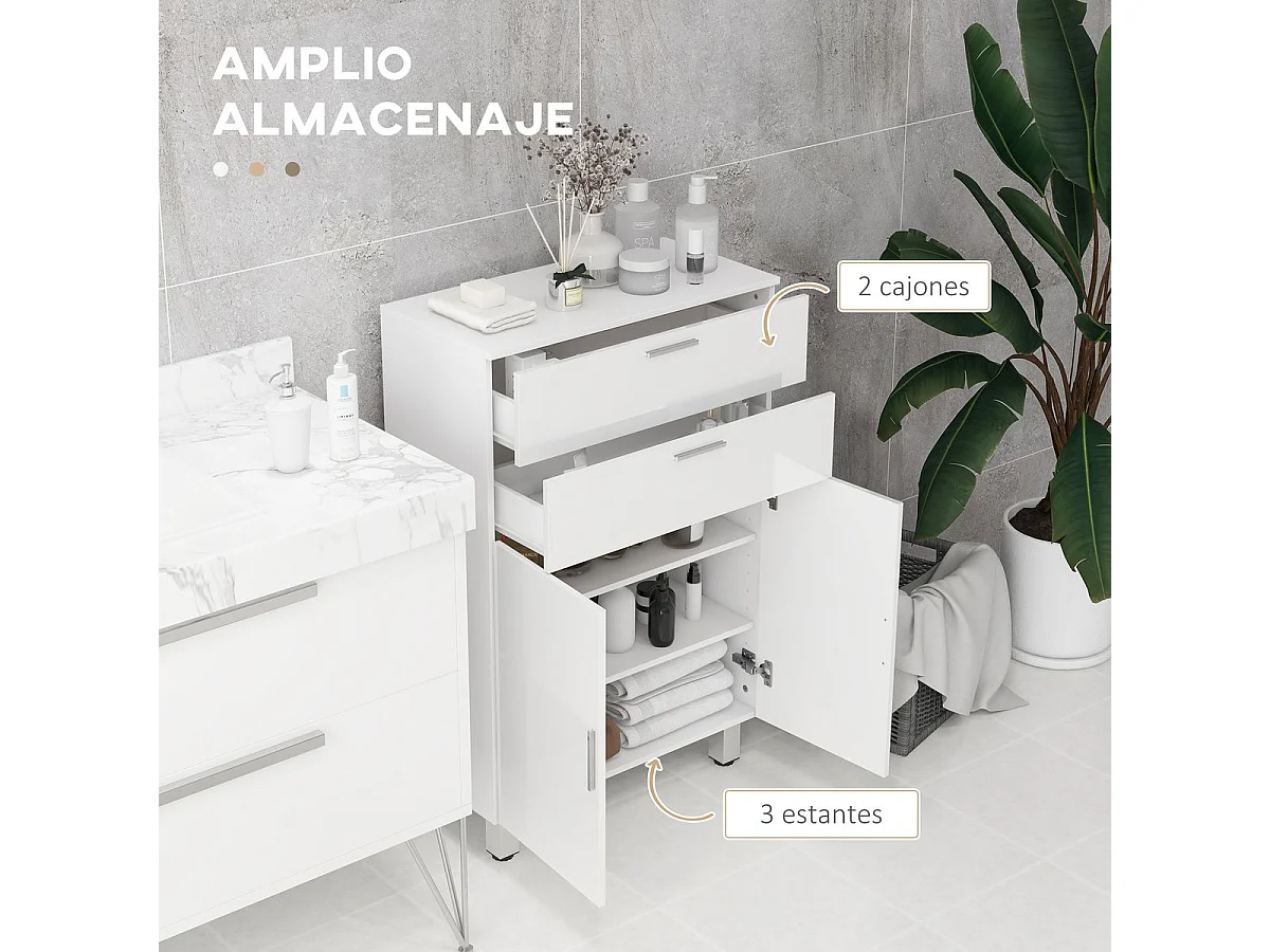 Mueble auxiliar baño blanco 60x30x93 cm kleankin