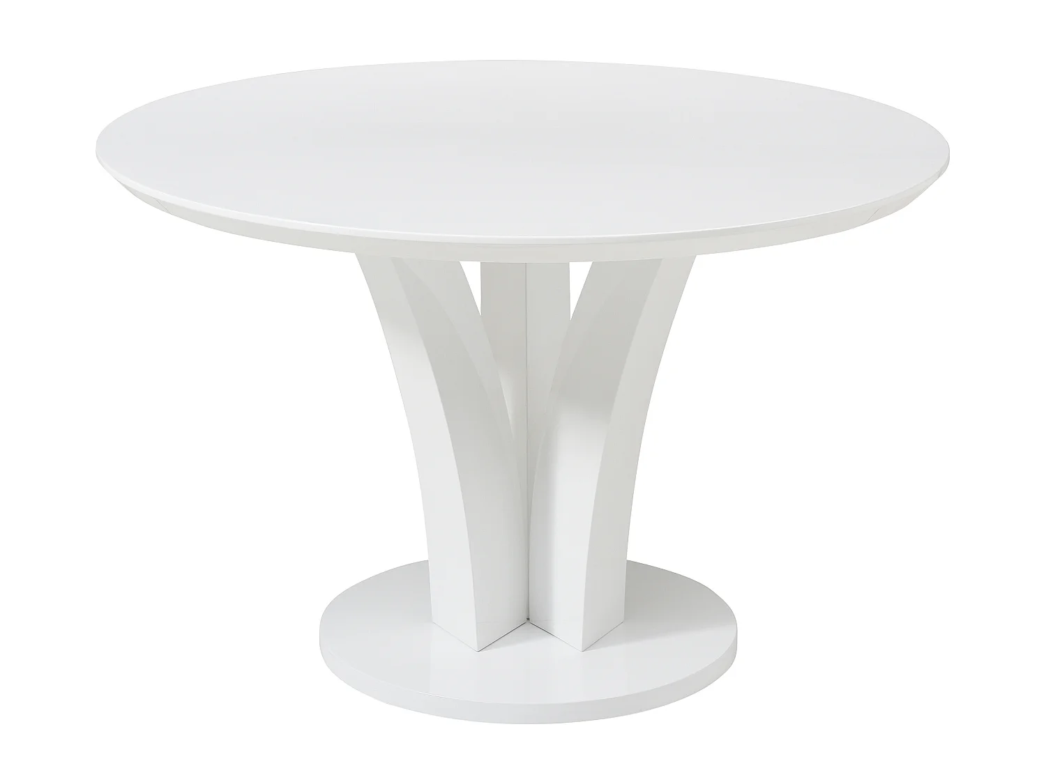 Table à manger ronde 4 personnes en MDF - Blanc laqué - VIALETA