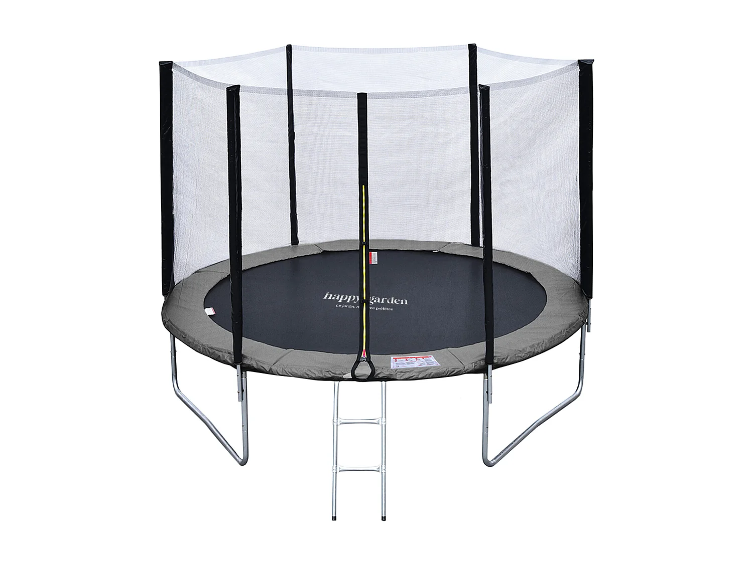 Trampoline 305cm omkeerbaar grijs / roze ADELAÏDE + net, ladder, hoes en verankeringsset