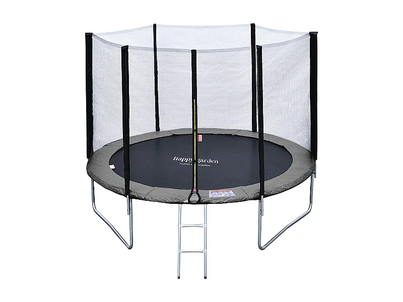 Trampolino 305cm reversibile grigio/rosa ADELAÏDE + rete, scala, copertura e kit di ancoraggio - HAPPY GARDEN