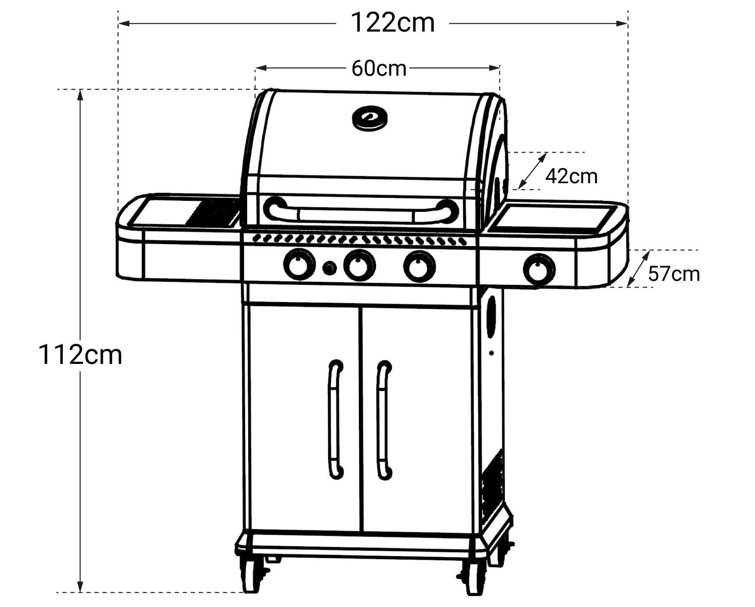 Barbecue a gas 2 bruciatori con ruote coperchio con termomet