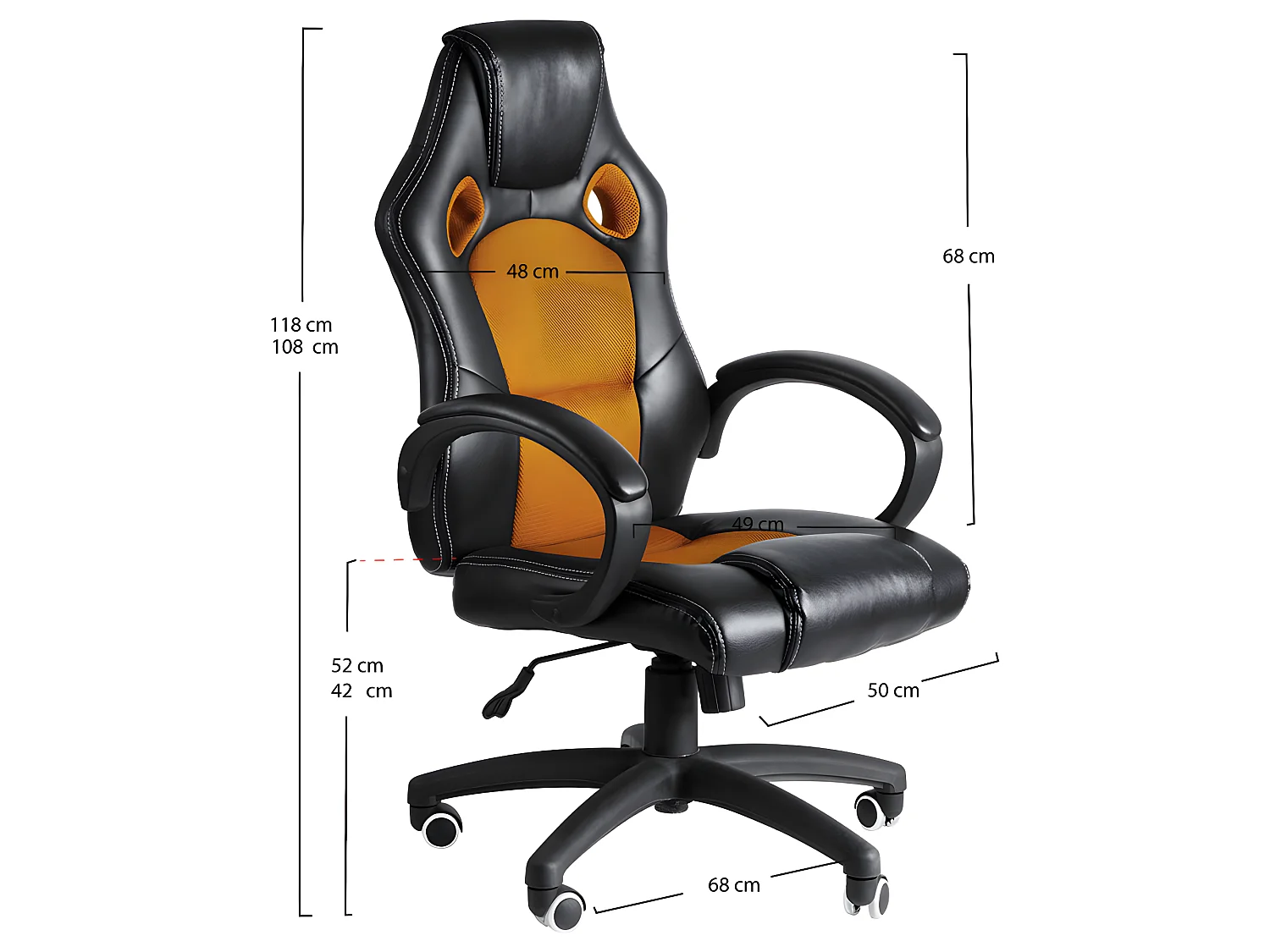 Silla Gaming Pro - Naranja y Negro - Máxima Ergonomía - Ideal para sesiones de Gaming