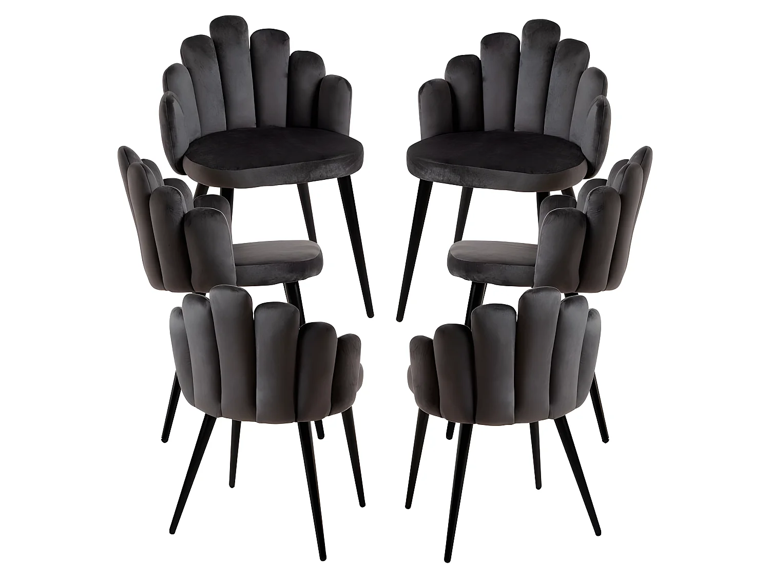 Packs Sillas Comedor - Pack 6 Sillas Hand Patas Negras Terciopelo - Gris oscuro