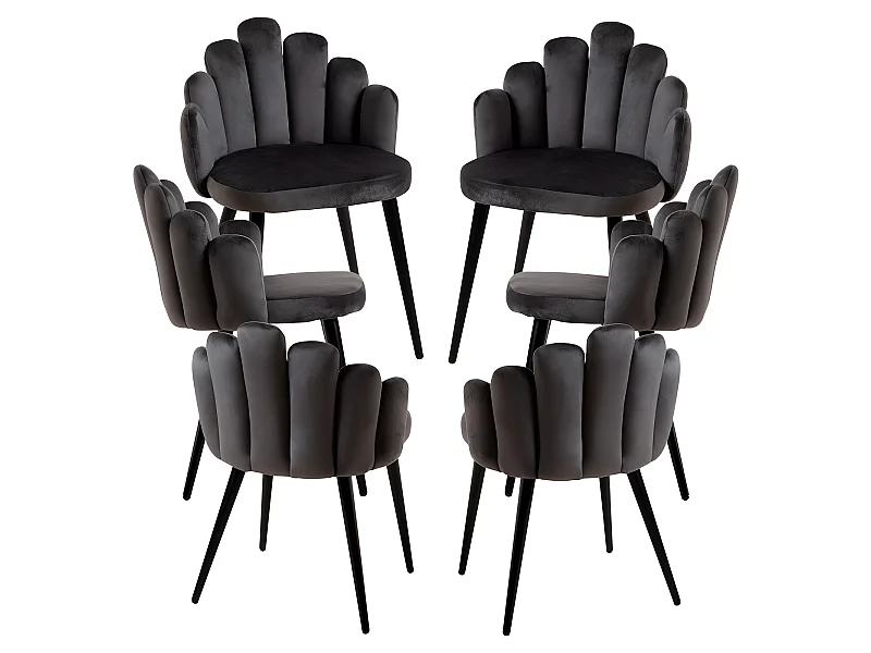 Packs Sillas Comedor - Pack 6 Sillas Hand Patas Negras Terciopelo - Gris oscuro