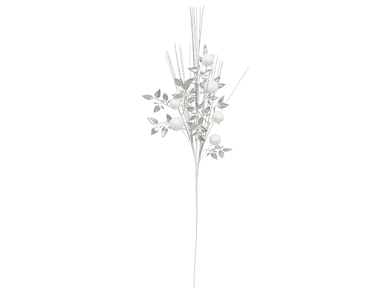Branche décorative spéciale fêtes Argent et Blanc H 75  cm