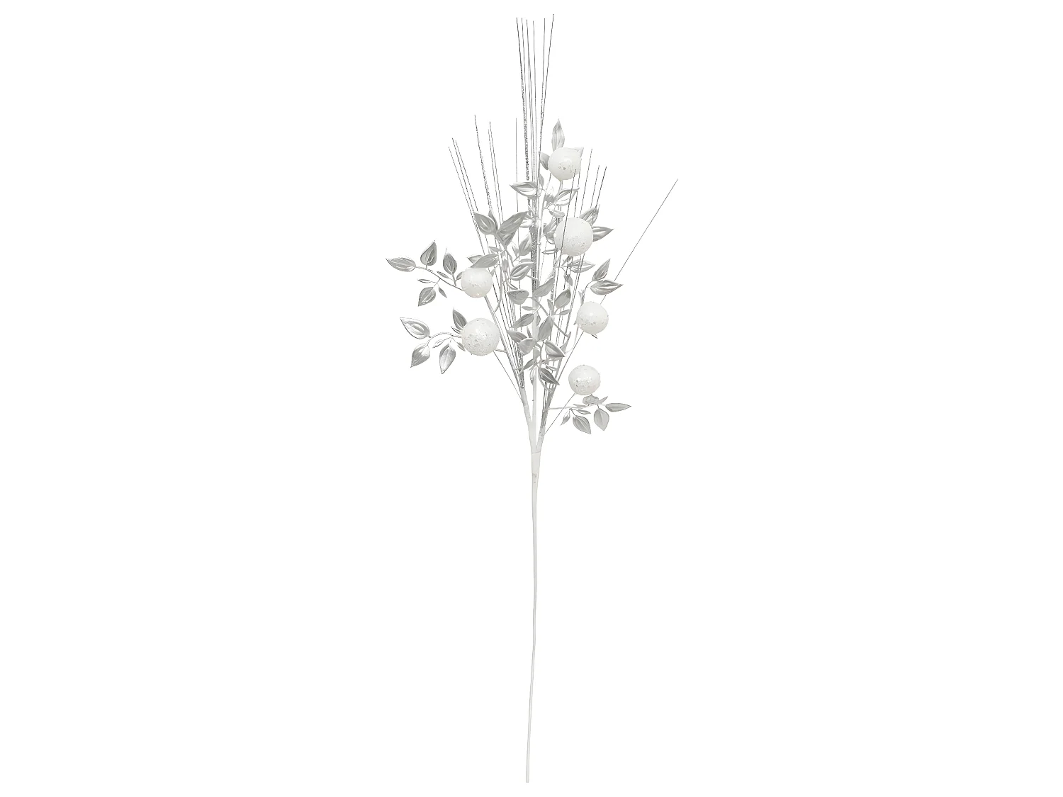 Branche décorative spéciale fêtes Argent et Blanc H 75  cm