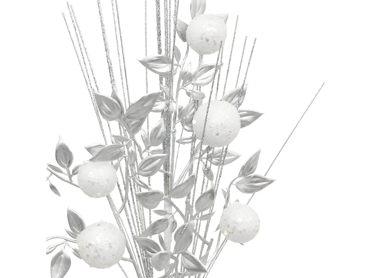 Branche décorative spéciale fêtes Argent et Blanc H 75  cm