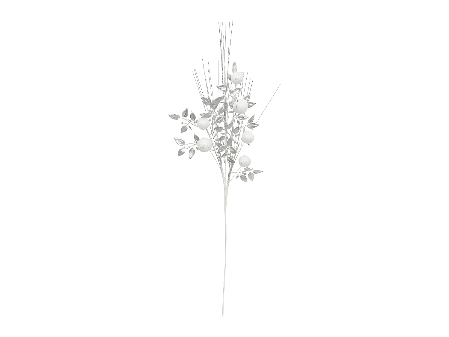 Branche décorative spéciale fêtes Argent et Blanc H 75  cm