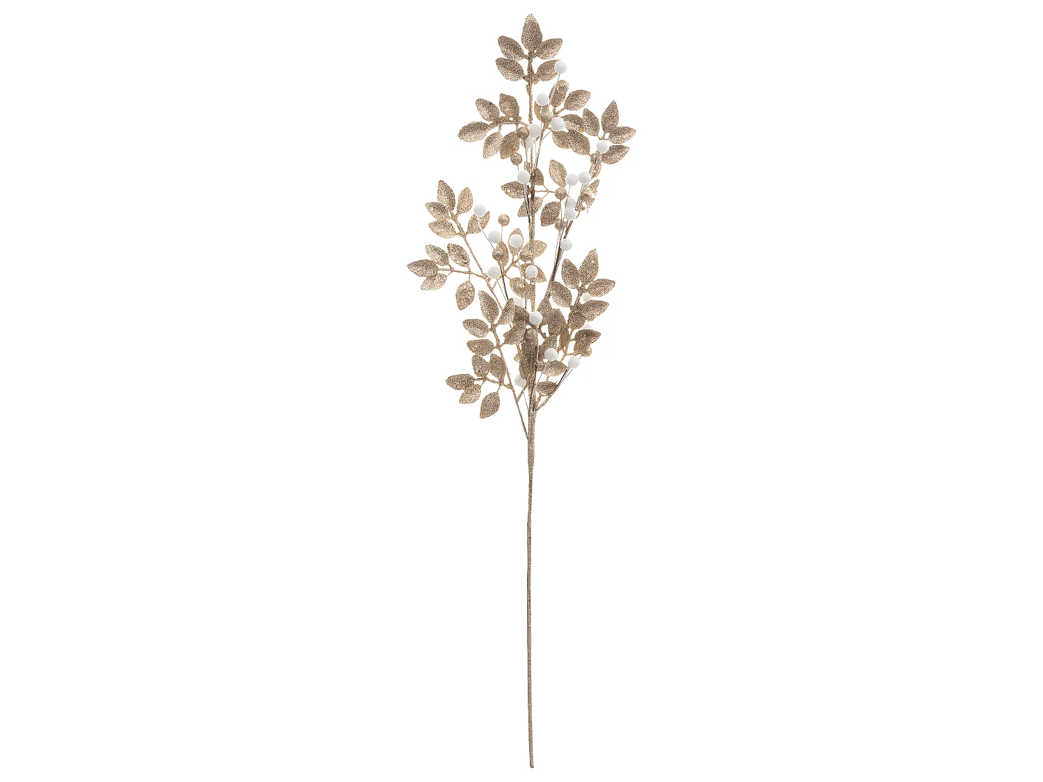 Branche décorative spéciale fêtes Champagne et Blanc H 75 cm