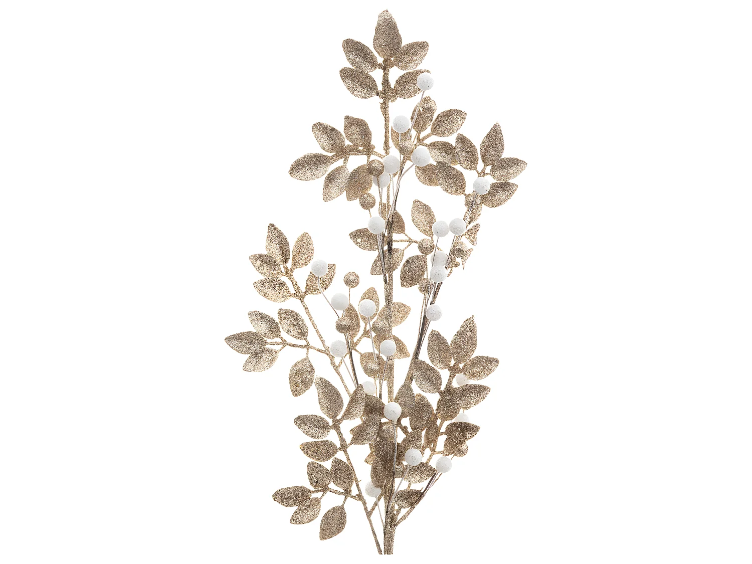 Branche décorative spéciale fêtes Champagne et Blanc H 75 cm