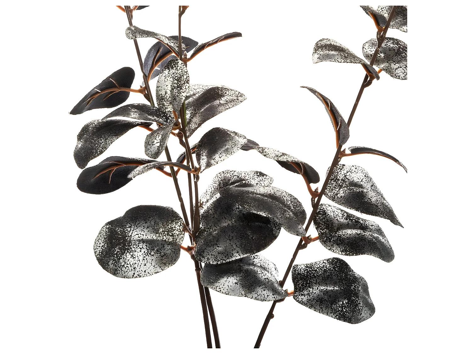 Branche décorative spéciale fêtes Eucalyptus Argent et Noir H 76 cm